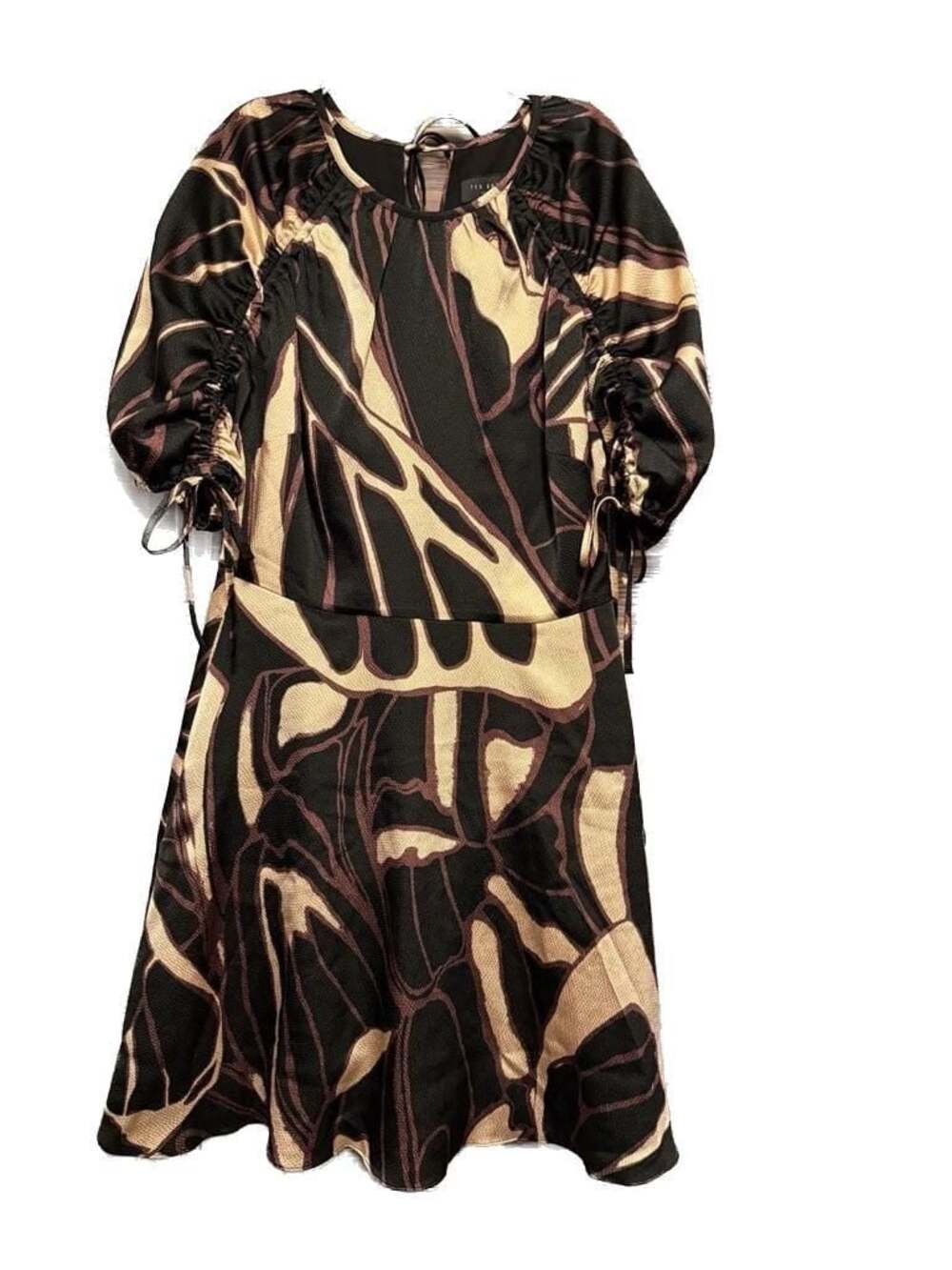 Ted Baker Gilliaa Printed Mini Fit and Flare Dress with Puff Sleeves